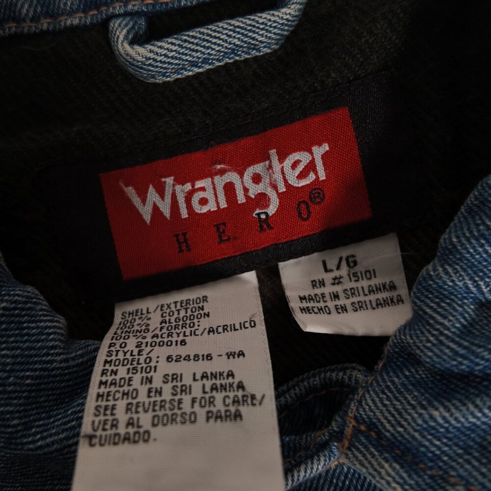 🔥 Vintage Wrangler Blanket-Lined Denim Trucker Jacket - Large 🔥 - Picture 3 of 10
